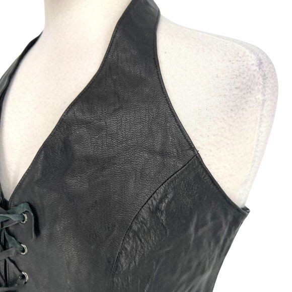 Wilsons Leather Maxima Black Leather Halter Corset Lace-Up Top Size XL - Picture 3 of 14